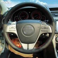 shining wheat hand stitched black leather steering wheel cover for old mazda 6 2009 mazda 6