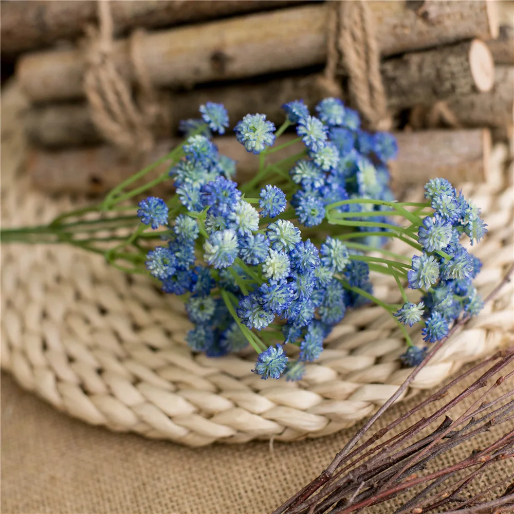 Blue Маленькая искусственная ромашка, Камелия, искусственная кожа, мягкий клей, цветы, пластик, цветы, вечерние, домашний декор, свадебные аксессуары, мини, искусственный цветок, подарок - Цвет: Blue