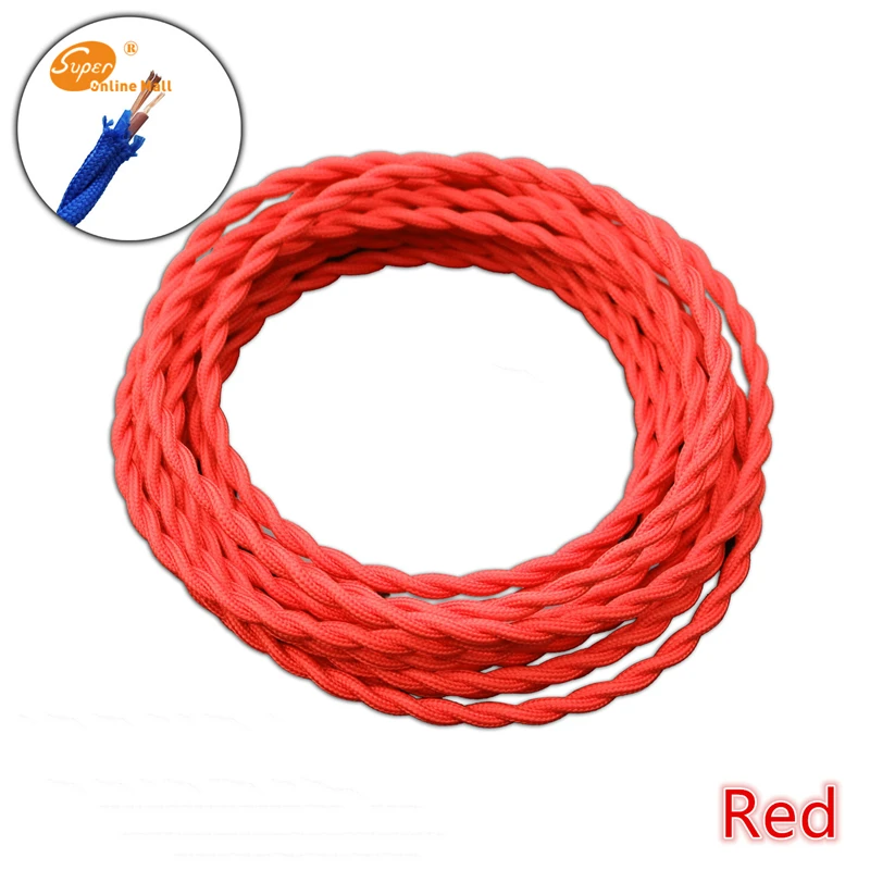 Винтажный плетеный провод витой кабель текстильный шнур Подвесная лампа