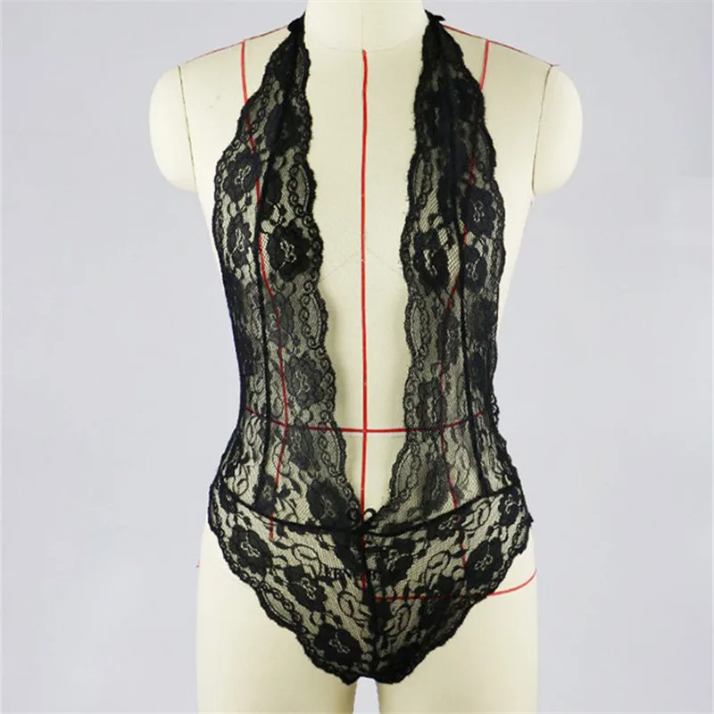 Babydoll сексуальное женское нижнее белье с бретельками черное кружевное открытой