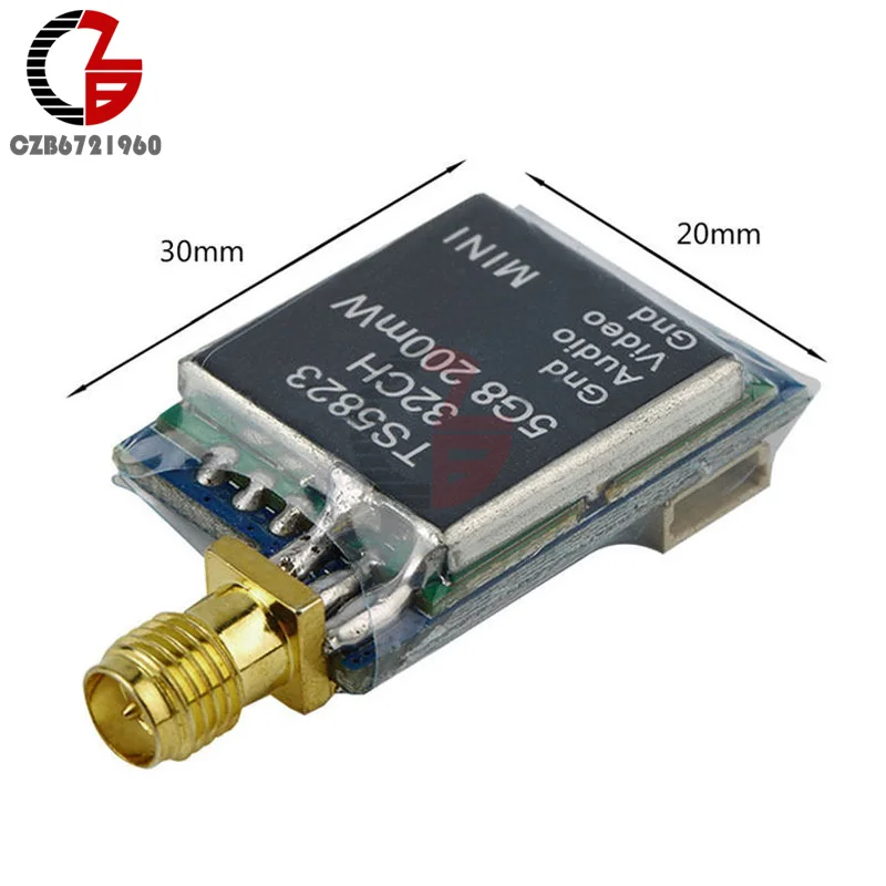 

TS5823 5.8G 200mW 32CH FPV MINI Wireless AV Transmitter Module (TX ONLY) Mini 7-24V for RC Quadcopter FPV