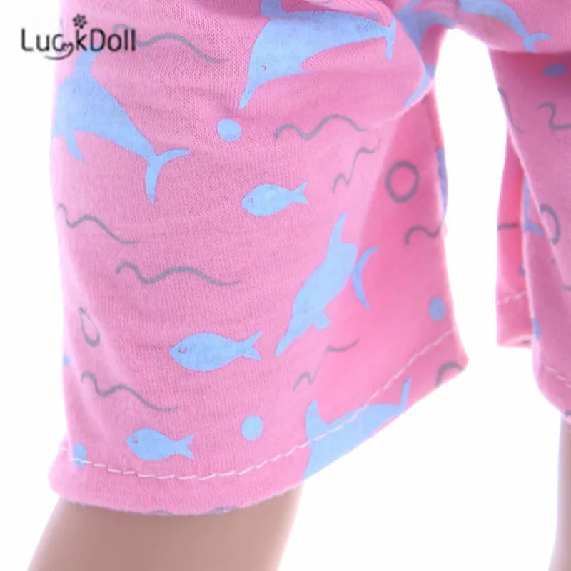 LUCKDOLL повседневные Короткие рукава+ шорты подходят 18 дюймов Американский 43 см Детские аксессуары для кукол, игрушки для девочек, поколение, подарок на день рождения