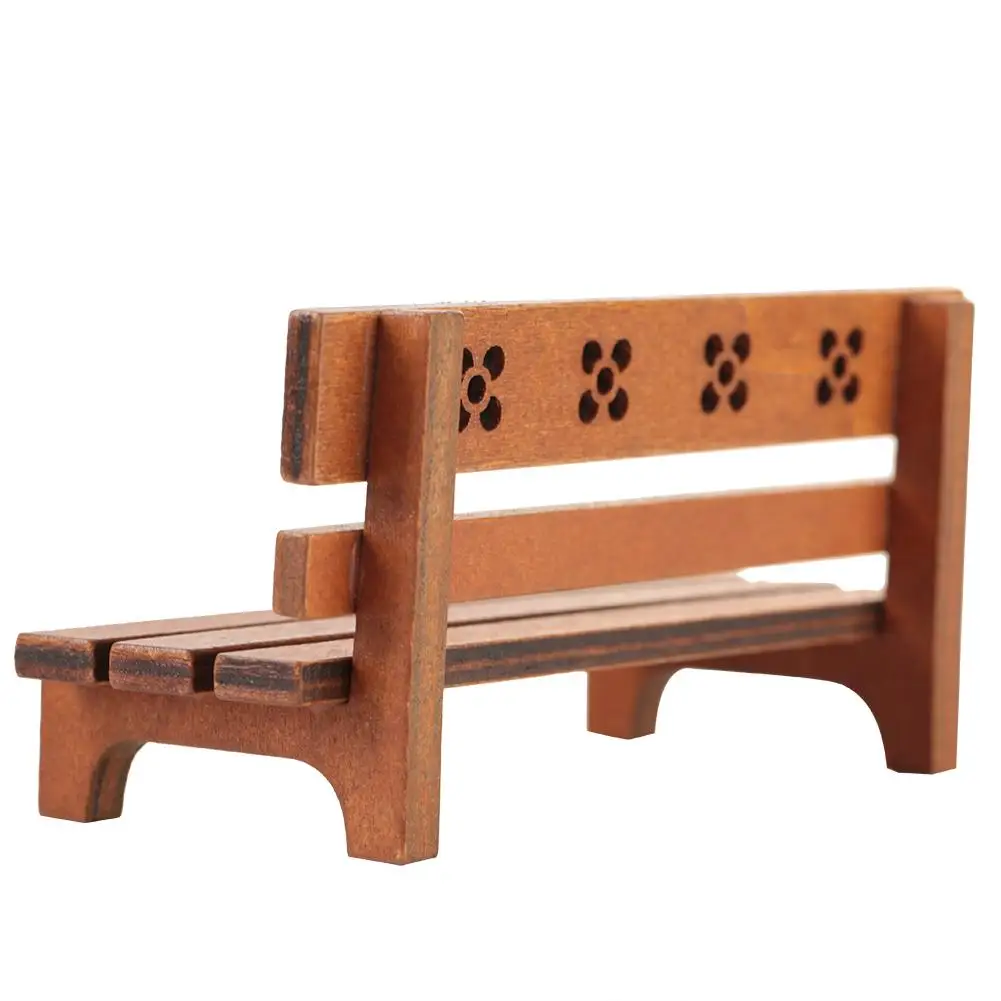 1:12 Scale Doll Mini Bench Miniature Wood Chair Kid Fairy Garden Ornaments Figurines Toys Home Decor Dollhouse Accessories |