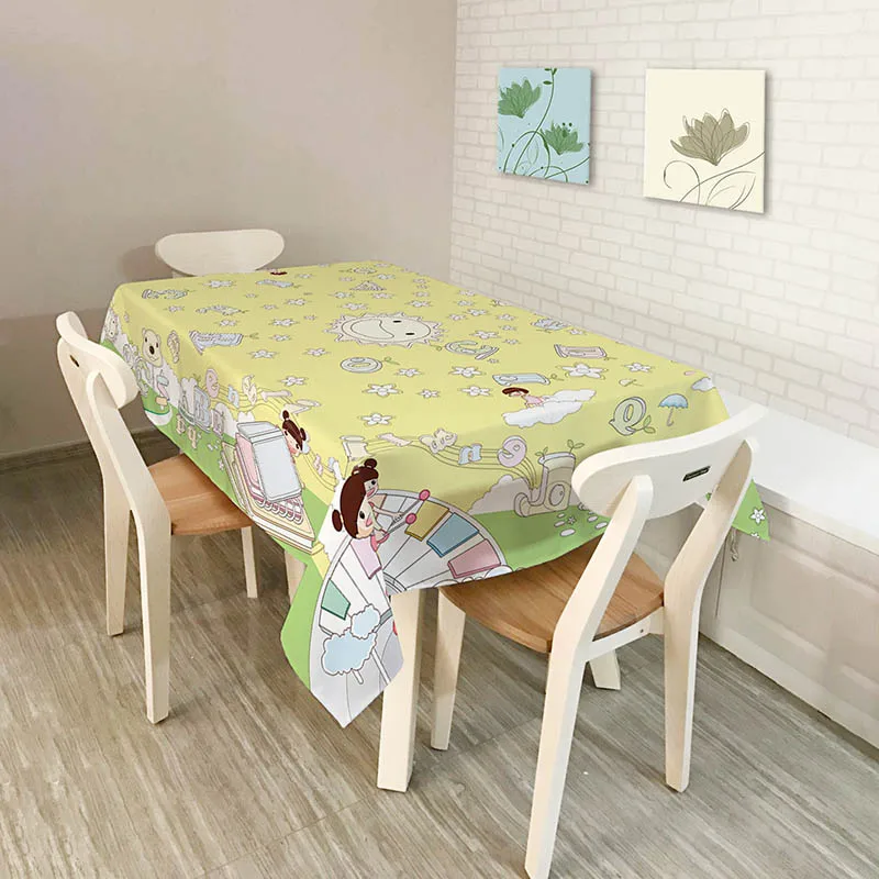 Водостойкие прямоугольные скатерть decorUhome из полиэстера с рисунком в виде рыбы