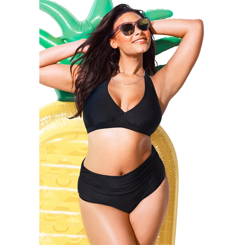 

2019 Plus size Bikini Set Swimwear Female Brazilian Bikinis High waist push up Swimsuit women Large cup 4XL Bathing Suit biquini