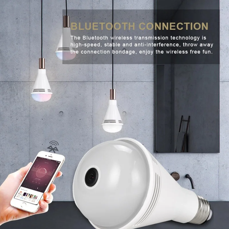 2 шт. IP Камера лампы 360 панорамный 960 P свет HD Bluetooth музыкальный Динамик WI-FI