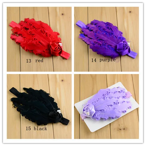6 шт./лот новый стиль повязка на голову с перьями и розами аксессуары для волос