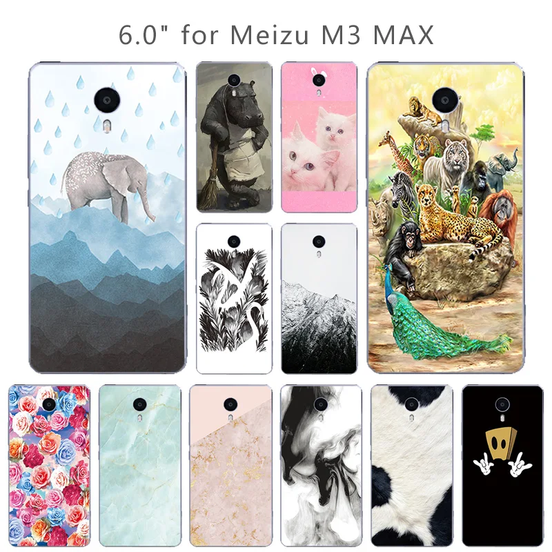 Мягкий ТПУ для Meizu 3 Max чехол телефона силиконовый с животным принтом Meiblue Coque 6 0