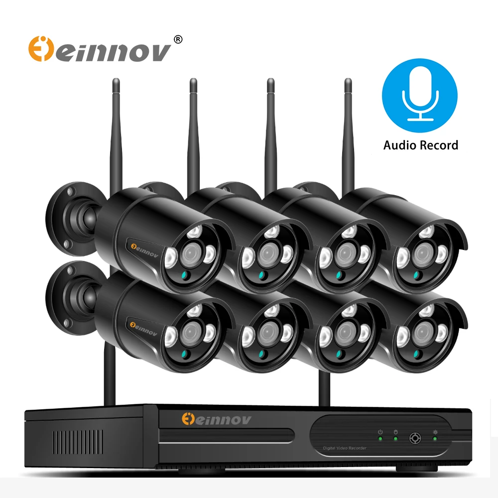 Einnov 1080P камера безопасности, беспроводная система видеонаблюдения, Wifi, IP, видеонаблюдение, 8CH NVR kKit, уличная камера s Set H.265 HD IR