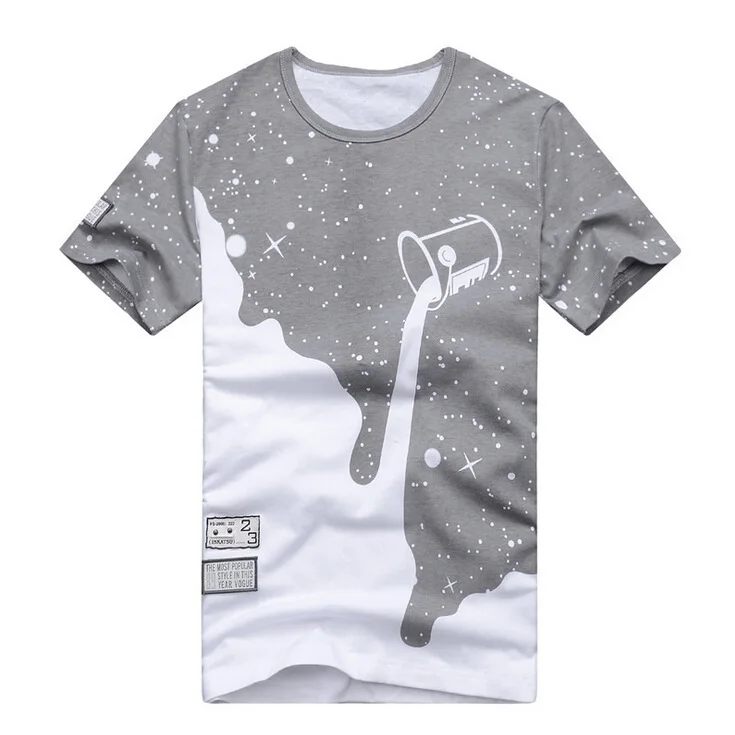 Men Summer Shirt 2015 New Camisas Hombre Short Sleeve Cotton M-3XL Milk Print T shirt Fashio Sport 3d | Мужская одежда