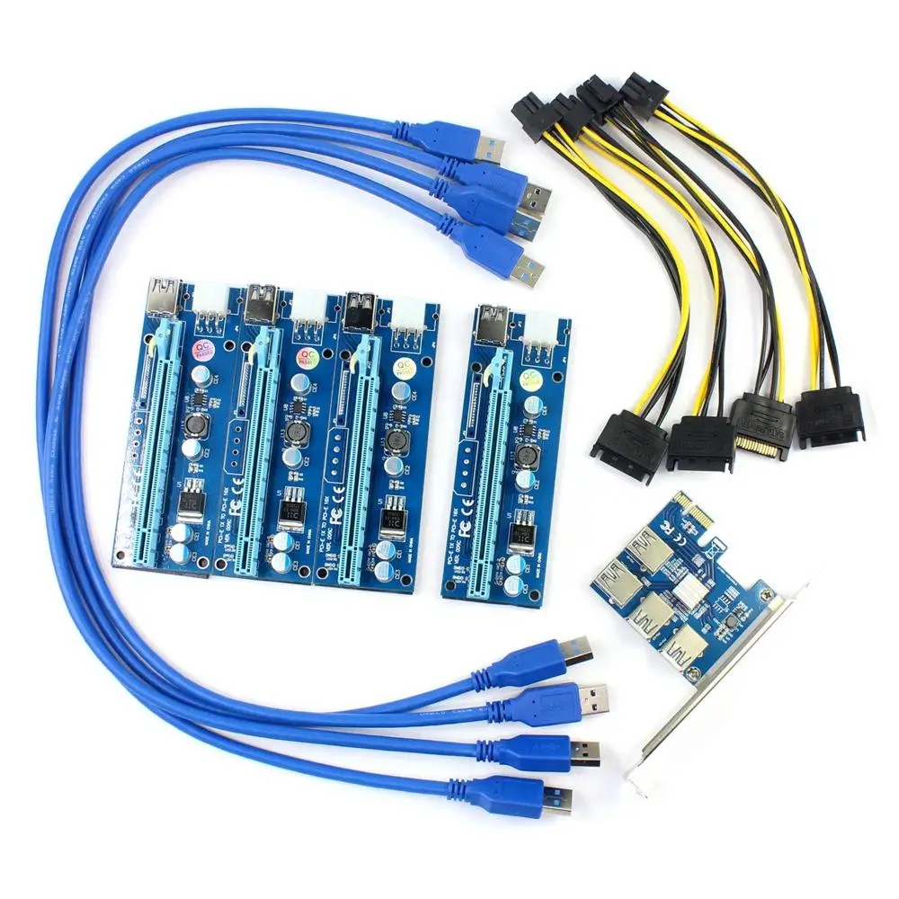 PCIe 1 4 PCI Express 16X Слоты Riser Card E 1X к внешнему e слот адаптер Порт мультипликатор Minning