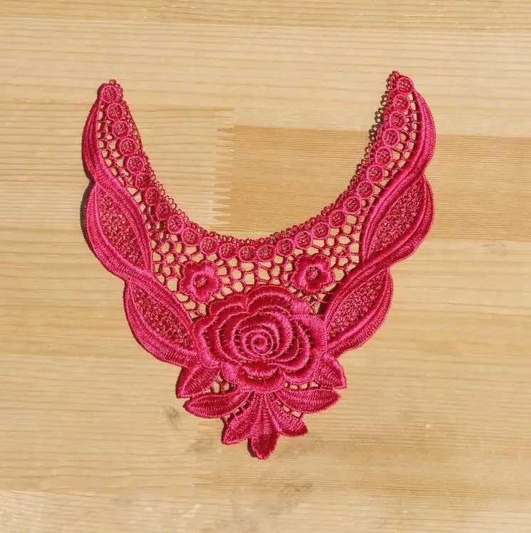watermelon red 1 шт. 19*18 см 8 цветов вышивка Venise кружево декольте Ткань DIY воротник кружева ткани для лоскутного шитья Скрапбукинг - Цвет: watermelon red
