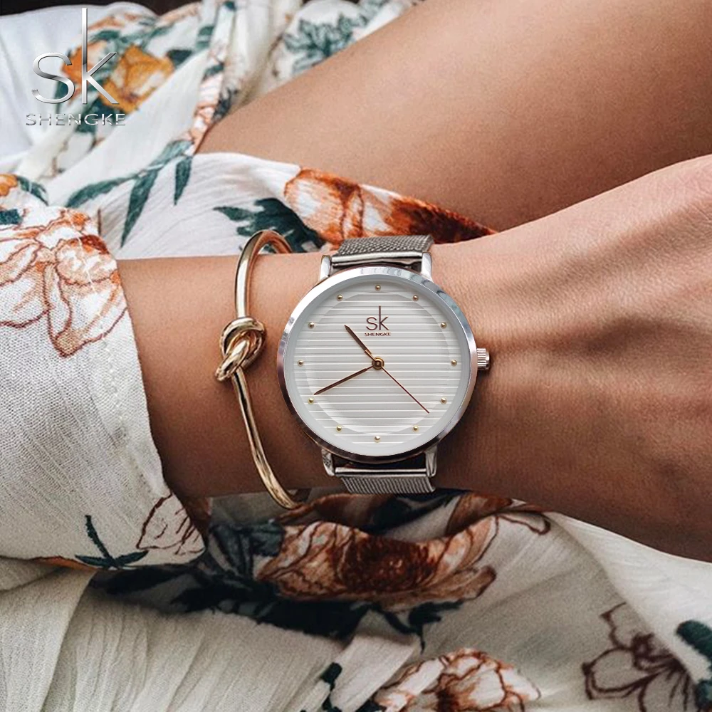 SK брендовые ЖЕНСКИЕ НАРЯДНЫЕ часы модные повседневные наручные женские сетчатые