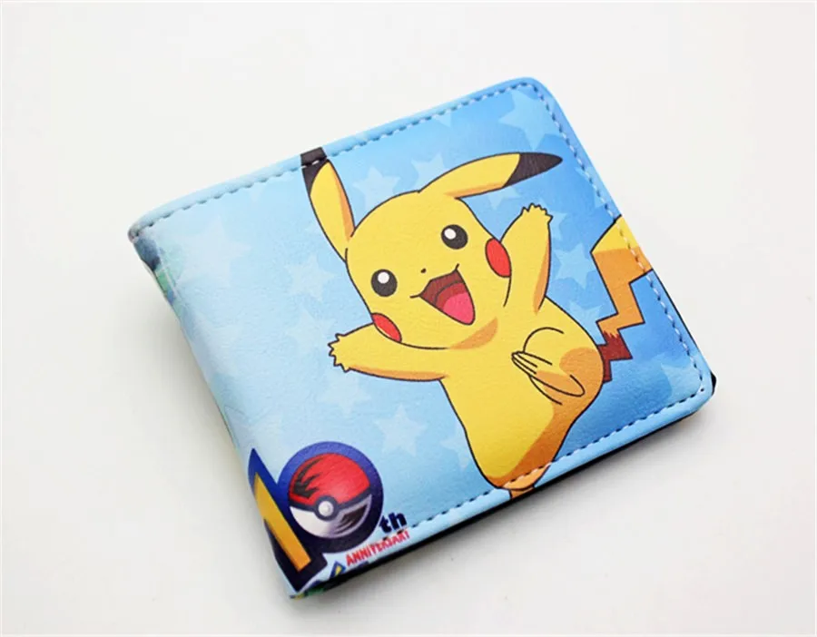 K Короткий кошелек из искусственной кожи Pokemon Pikachu, двойной держатель для карт с фото, кошелек из кожи для мальчиков и девочек, мужские кошельки на кнопке с 3D-принтом - Цвет: K