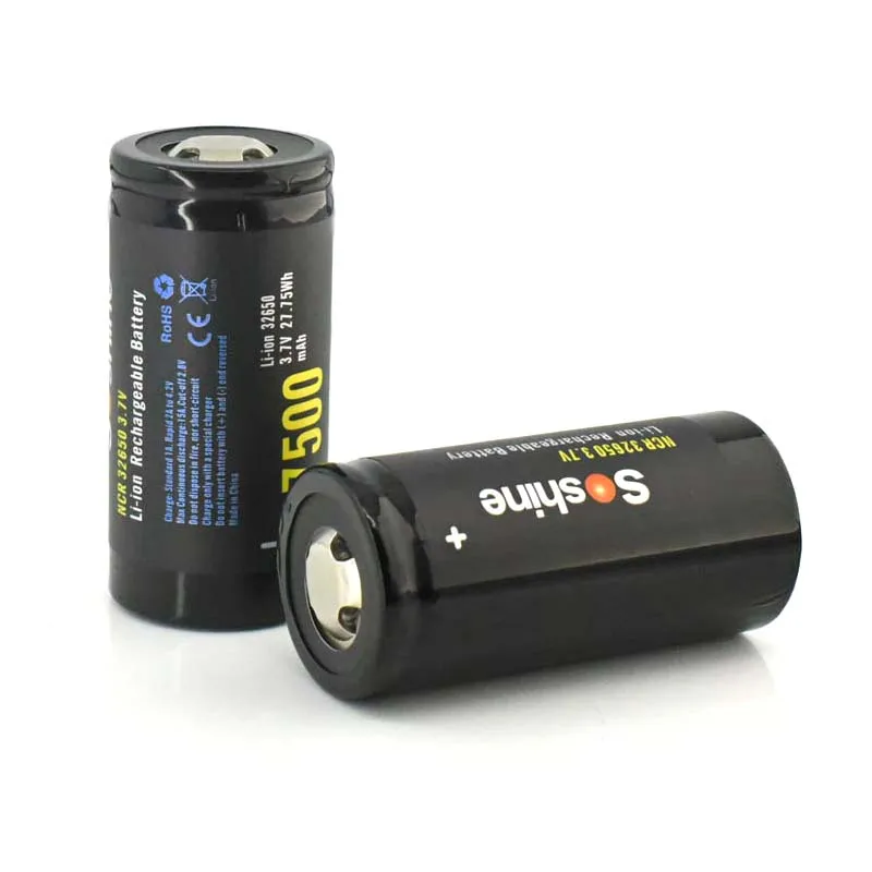 Защищенная перезаряжаемая литий ионная батарея Soshine 32650 3 7 в 7500 мАч (1