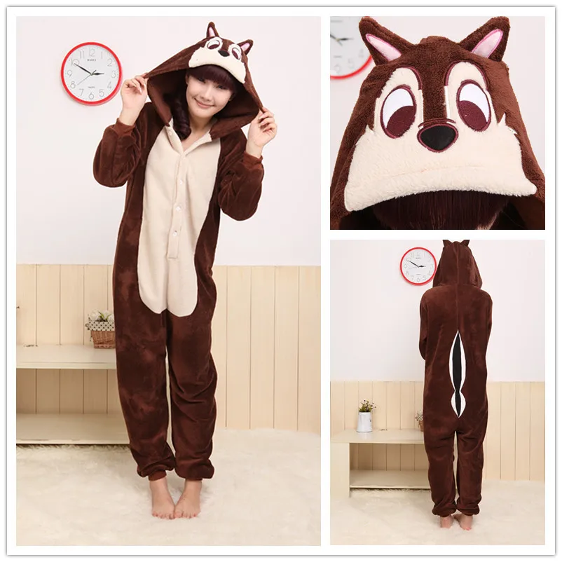 2018 Рождественский подарок взрослых унисекс Новые бурундуки Onesie животных пижамы