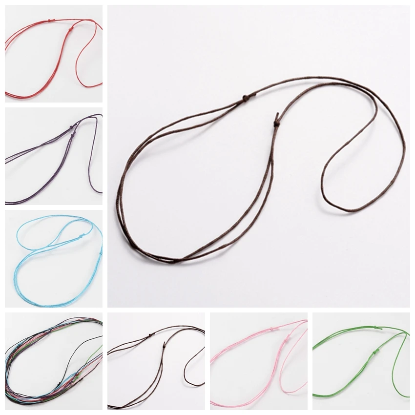 

100Strands Korea Cotton Wax Cord Necklace Jewelry Making Accessories Findings for Diy Craft Material, Black Pink Red, 13.7"