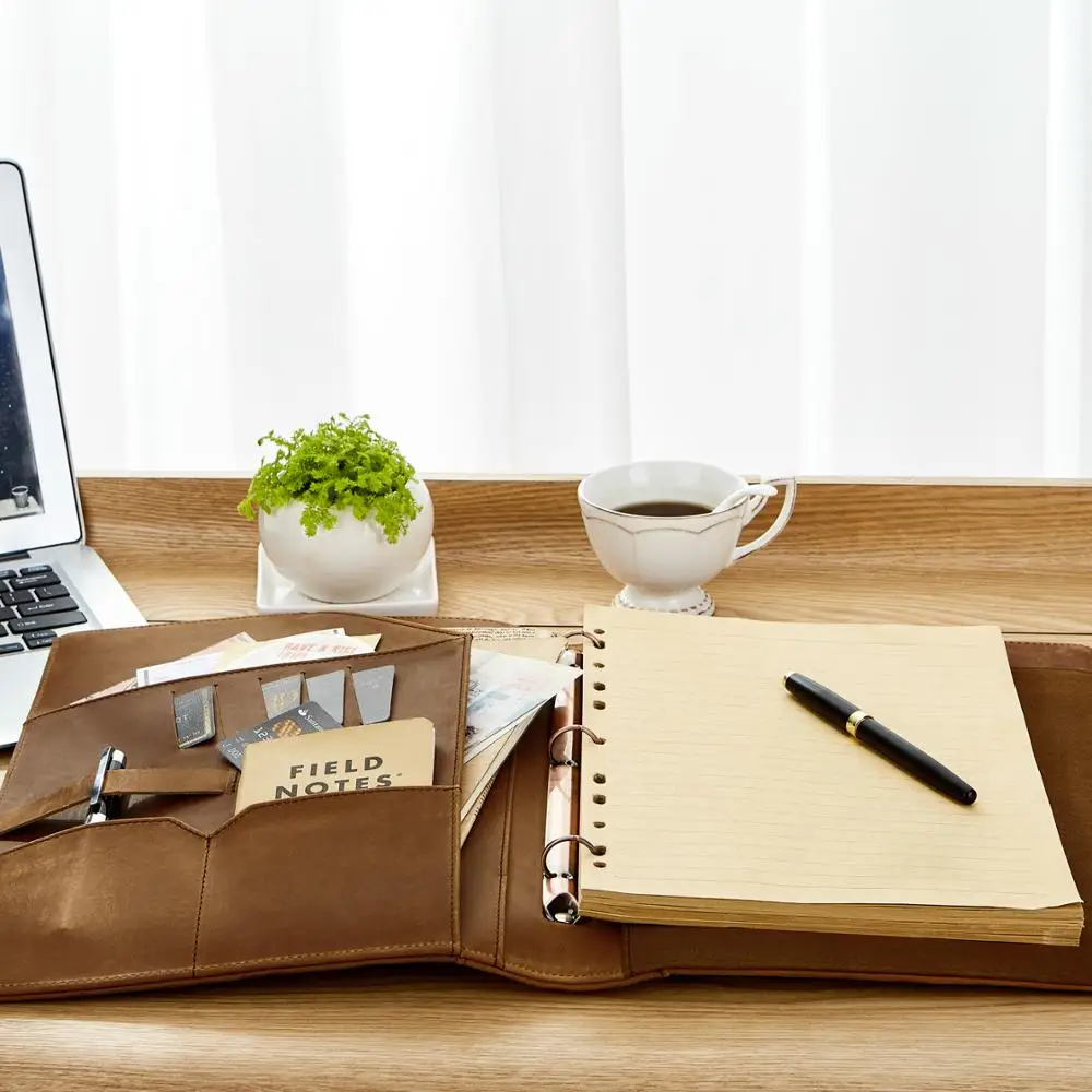 Ручной работы винтажная кожа 3 блокнот на кольцах A4 папка для файлов бизнес