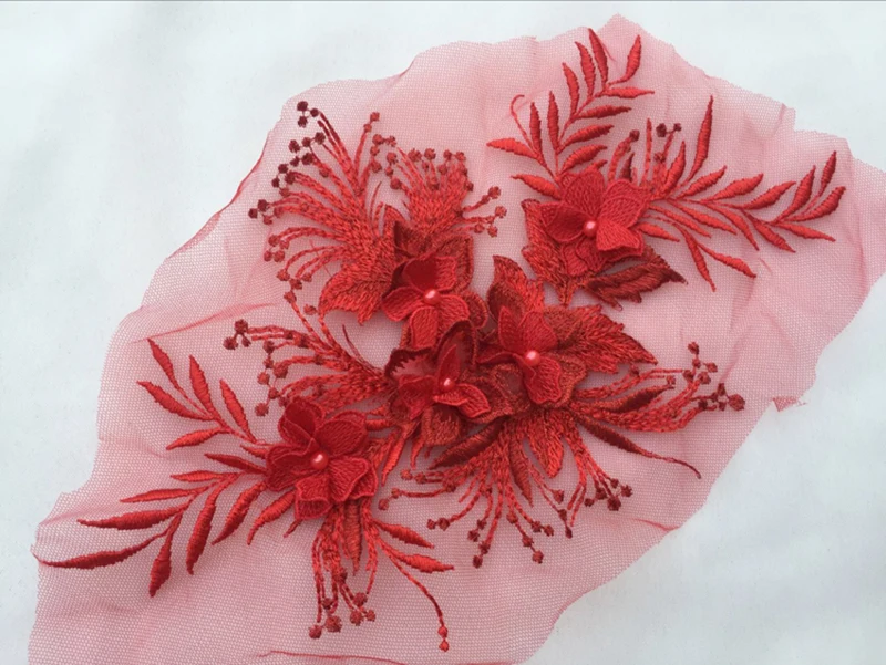 1 шт. цветок 3D Кружевная аппликация из бисера Цветочная фотография французское