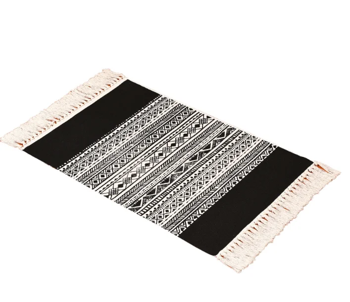 Черный индийский стиль хлопок кисточка мягкая дверь коврик ковры для гостиной