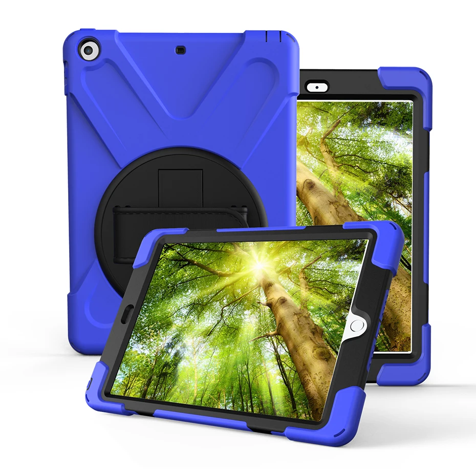 360 Вращающаяся подставка чехол для iPad 9,7 дюймов с ручным ремешком Броня защитный ударопрочный полный защитный чехол