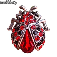 crystal manxiuni vintage red insects ladybug brooches for woman kids suit hats scarf brooch clip pins jewelry small size corsage