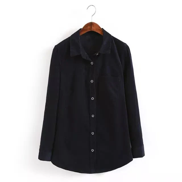 Вельветовая мягкая блузка с длинным рукавом рубашка женские топы повседневная