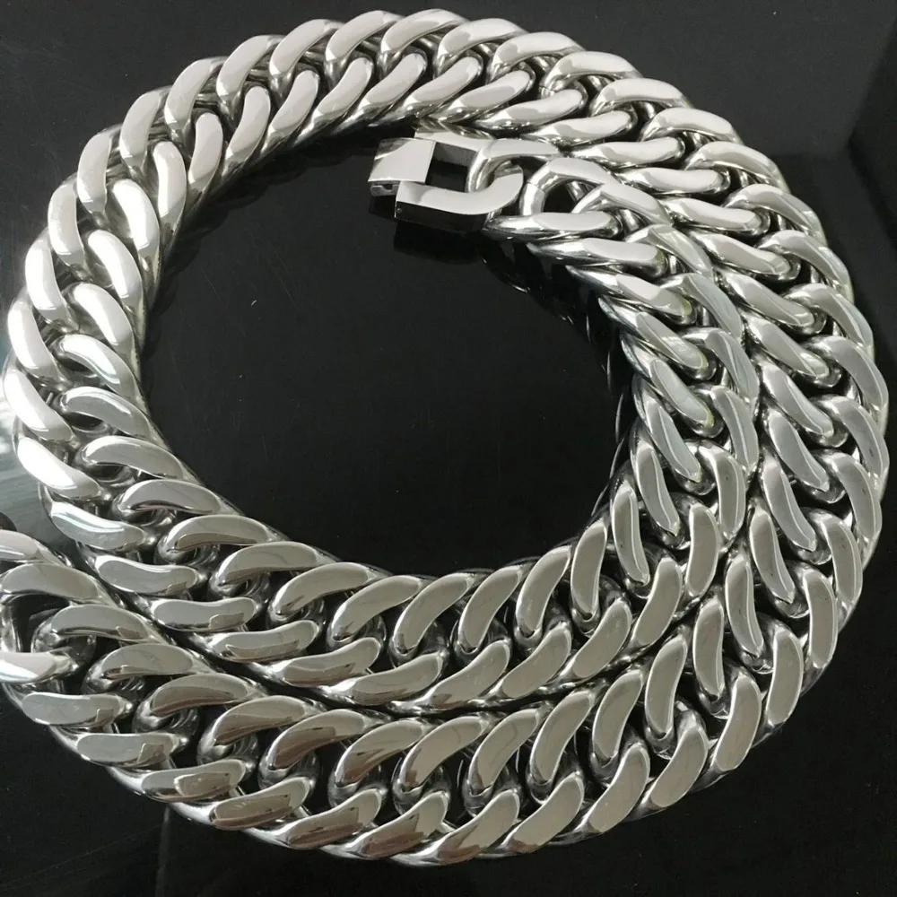 Мужское панцирное ожерелье из нержавеющей стали под серебро 21 мм 7-40 дюймов |
