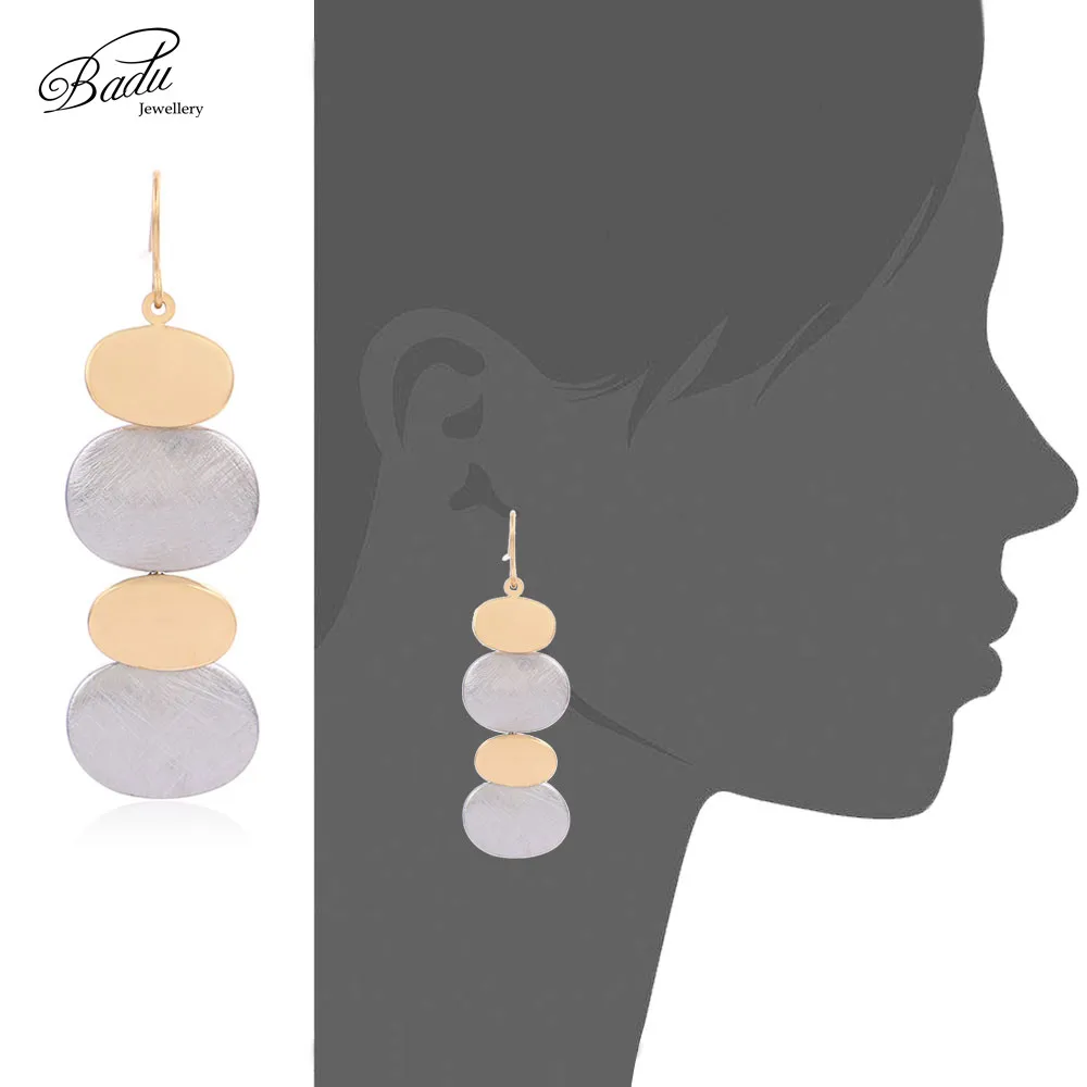 Золотые серьги Badu из нержавеющей стали для женщин изящные металлические круглые
