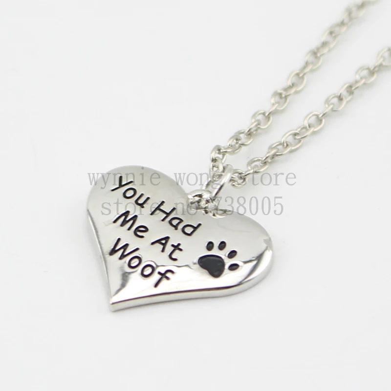 Ожерелье в виде сердца &quotyou had me at woof&quot с принтом лапы оптовая продажа ювелирных