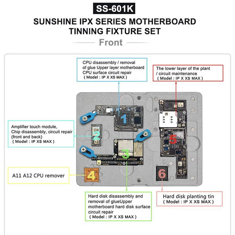SUNSHINE g lon SS 601K для iPhone X/XS/XSMAX ремонта материнской платы ремонтная арматура комплект