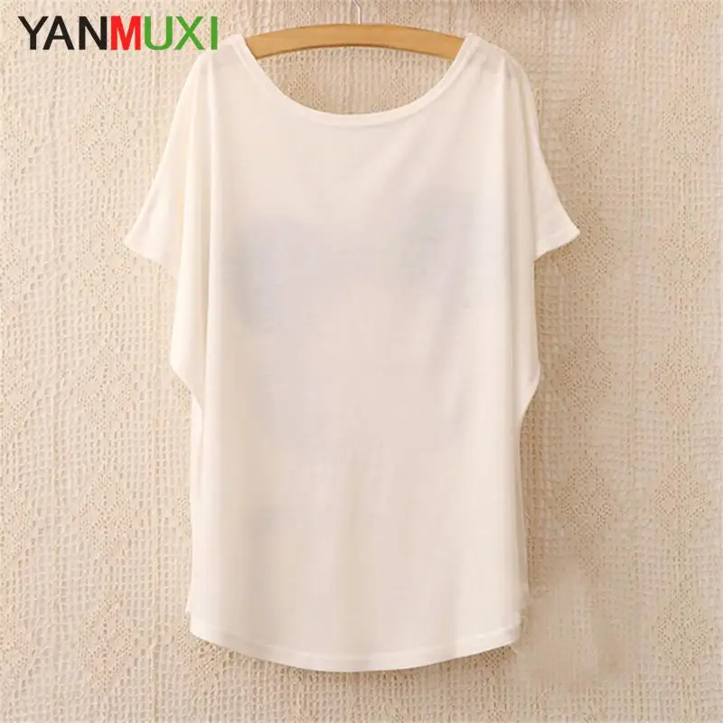 New 2017 summer T shirt women style thin plus size loose batwing sleeve women's T-shirt cat kiss Fish print Top Tees | Женская