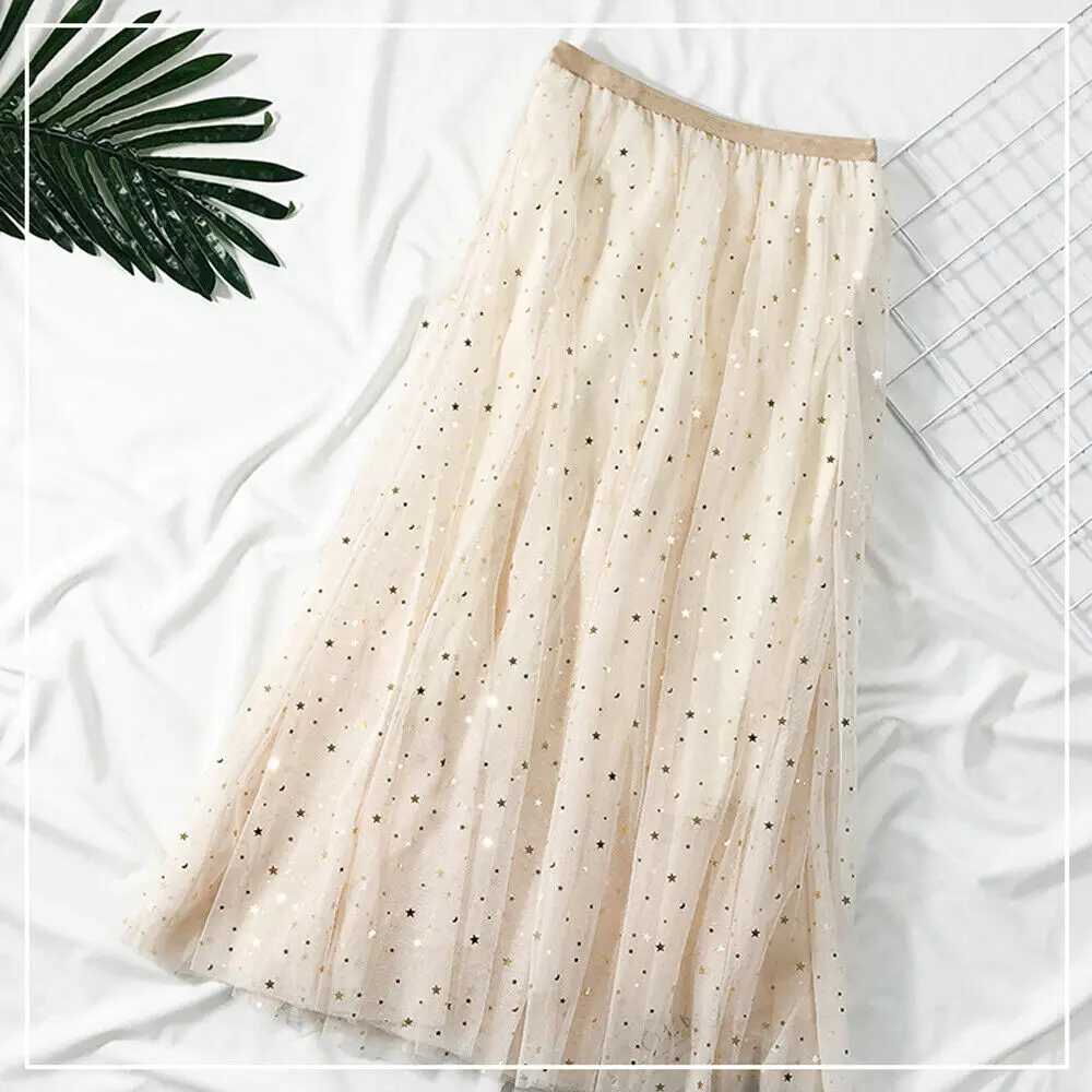 

New Women Retro Stretch High Waist Dress Skater Flared Pleated Swing Skirt