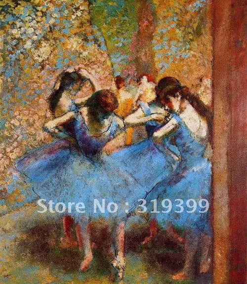 Картина маслом на льняном холсте танцовщицы в синем цвете от edgar degas|painting reproduction|oil