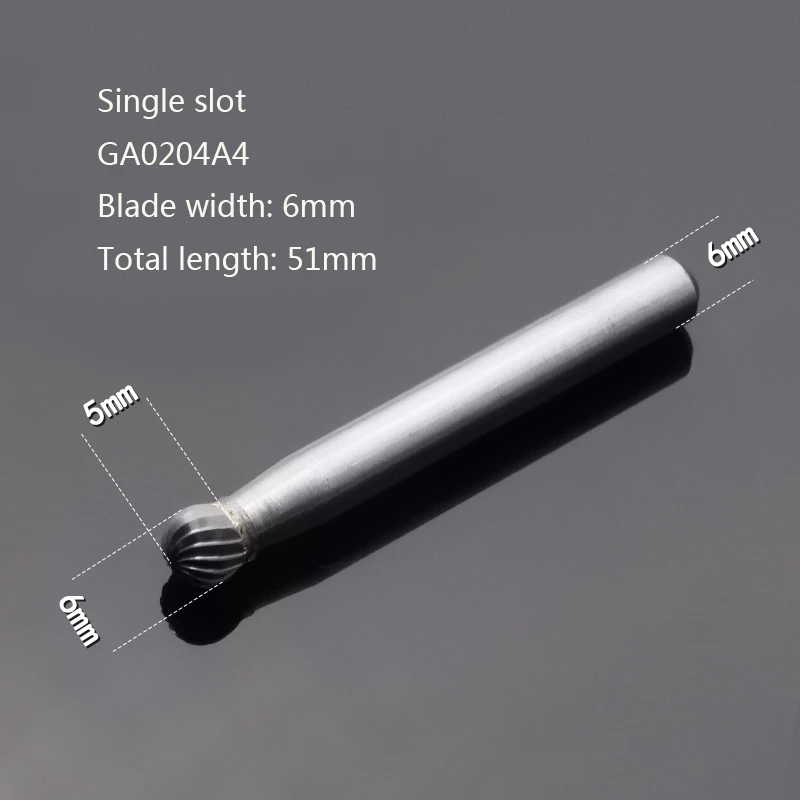 Single slot 6mm Сплав Роторный напильник круглый d-тип Вольфрамовая сталь резьба по дереву Шлифовальная головка Wugang Фрезерный резак металлический жесткий один слот - Цвет: Single slot 6mm