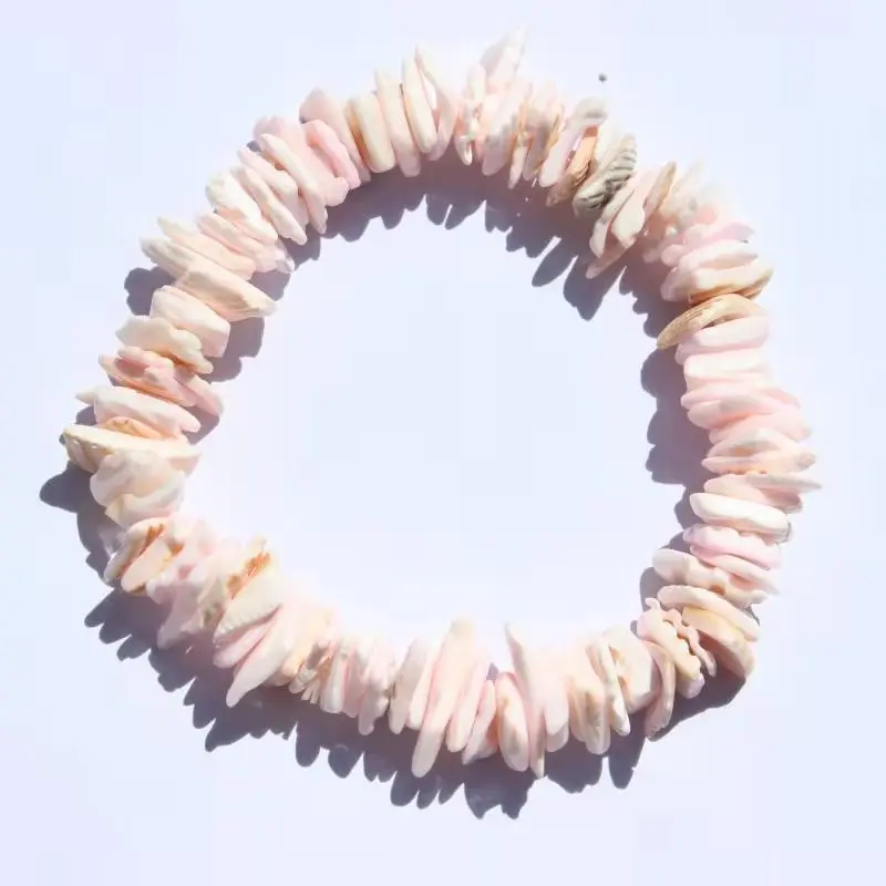 pink Seashell браслет для женщин Многоцветный сломанный Пука раковина Каури браслет Vsco девушка аксессуары из бисера эластичные ювелирные изделия из веревки - Окраска металла: pink