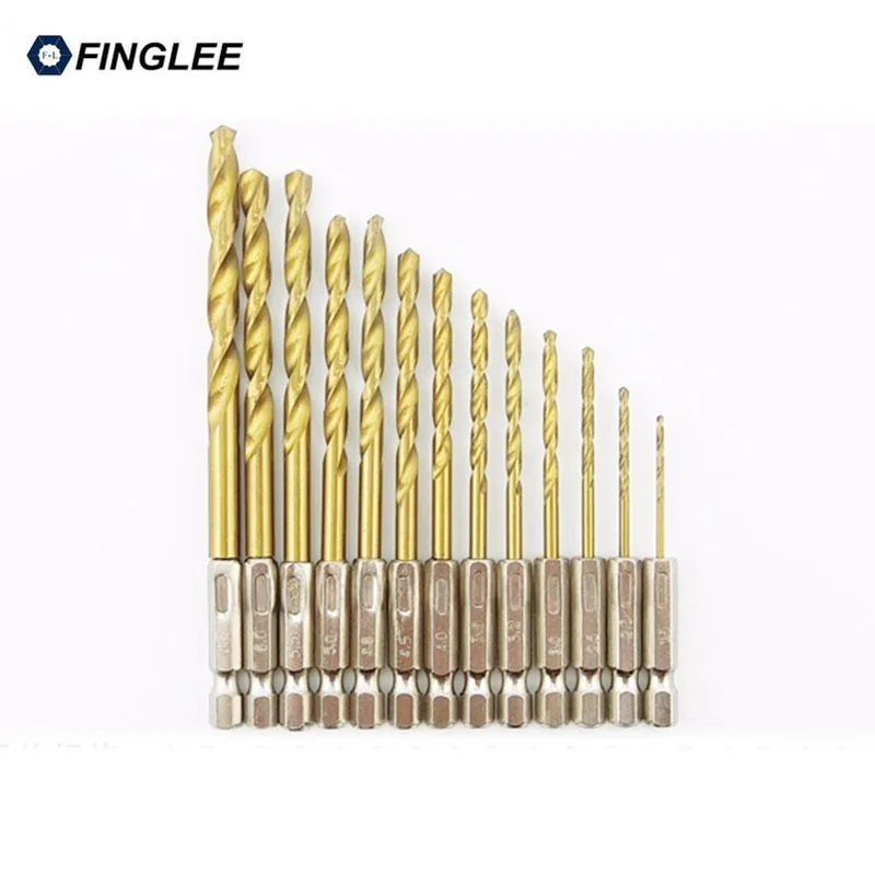 FINGLEE Power Tools Accessories HSS High Speed Steel Twist Drill Bit for Metal Titanium Coated 1/4 Hex Shank 1.5- 6.5mm | Инструменты