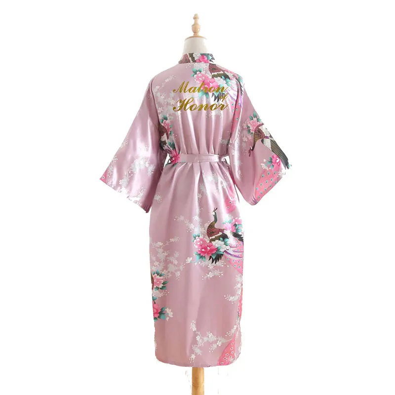 bean paste BZEL Matron Of Honor, женские халаты, свадебные, вечерние, подарок, цветочные, атласные, шелковые халаты, кимоно, халат, халат, ночная рубашка, Халат - Цвет: bean paste