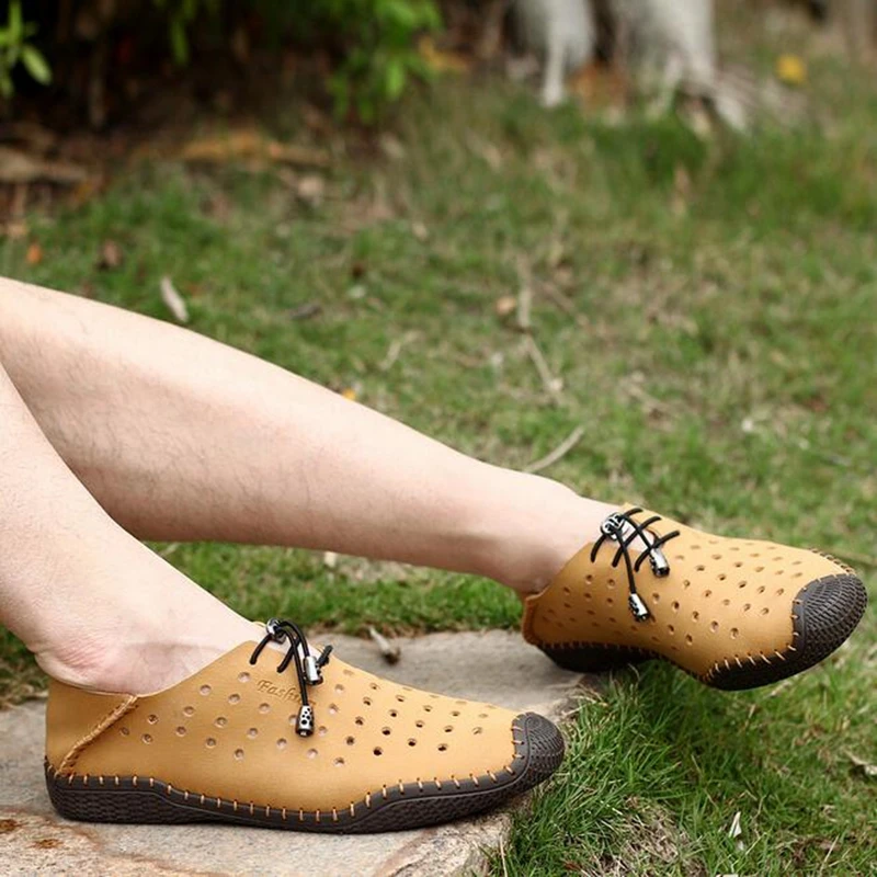 Men Shoes Nice Casual Genuine Leather Sandals Outdoor Breathable Skynet Summer Mesh Soft Zapato P158 | Обувь