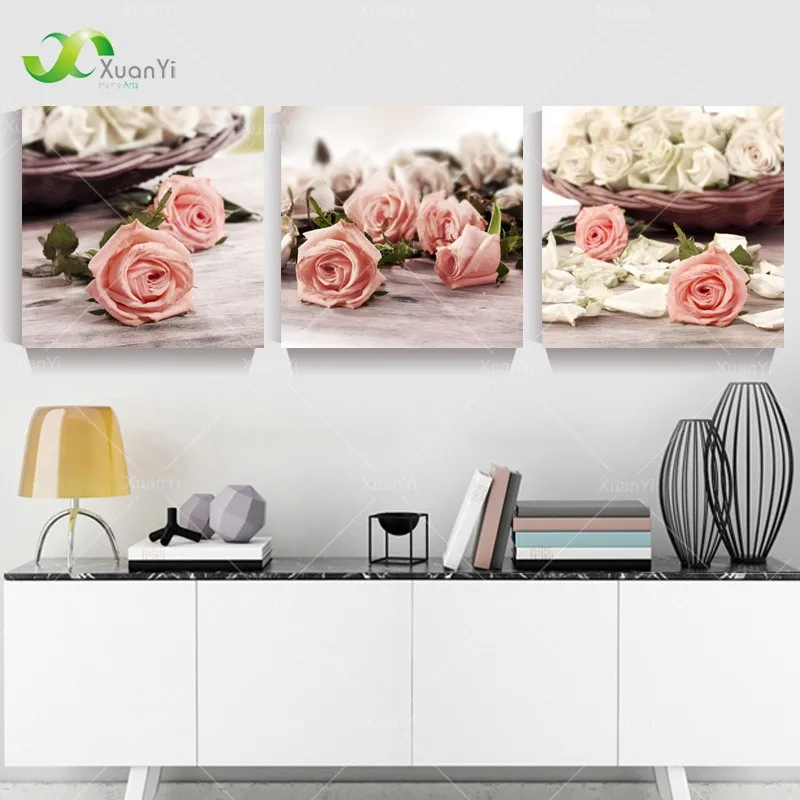 3 Piece Rose Flowers Canvas Painting Poster And Prints Modular Wall Art Picture Cuadros Decoration For Living Room Unframed | Дом и сад