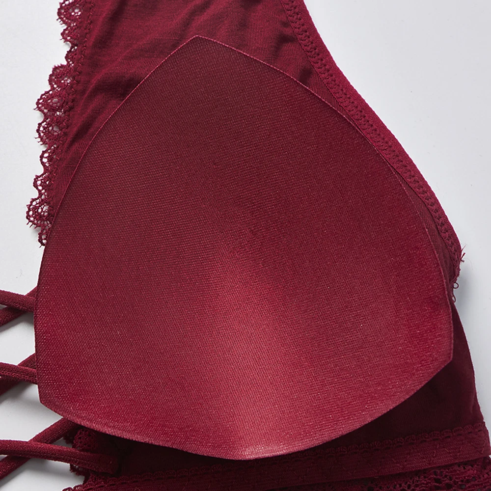 Сексуальные кружева Bralette Для женщин Глубокий V Майка сзади крест бюстгальтер