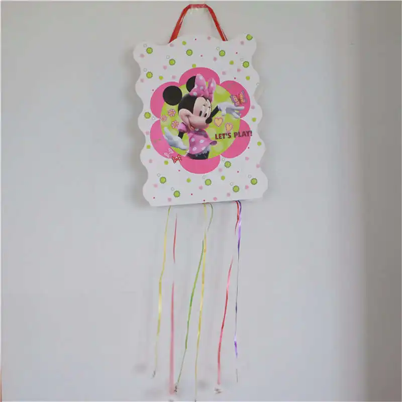 1pcs pinata Дети День рождения Минни Маус украшения набор вечерние принадлежности бумажный стаканчик, тарелка салфетки баннер/флаг шляпа соломенная коробка конфет - Color: 1pcs pinata