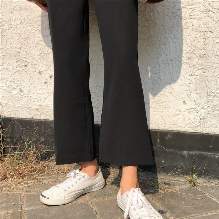 Mazefeng, Осень-зима, Женские однотонные расклешенные брюки, женские брюки длиной до щиколотки, женские высококачественные Простые повседневные Прямые брюки