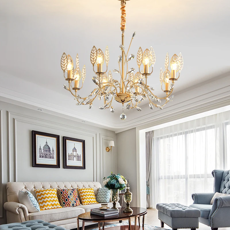 Современная светодиодная люстра с золотым гальваническим листом Lustre K9 Cristal