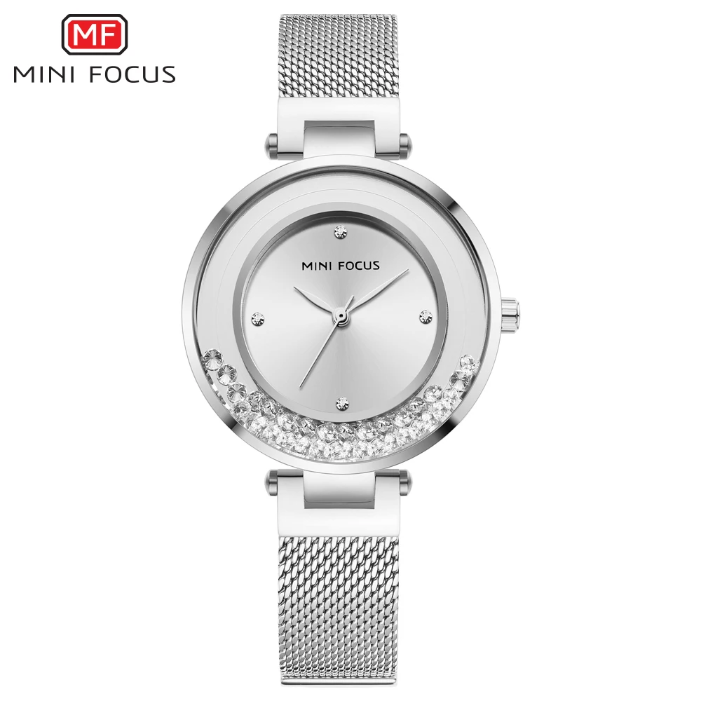 MF0254L-Silver Женские кварцевые часы с мини-фокусом, простой сетчатый ремешок, Топ бренд, Роскошные Аналоговые наручные часы для леди, Relogios Femininos, часы 0254 - Цвет: MF0254L-Silver