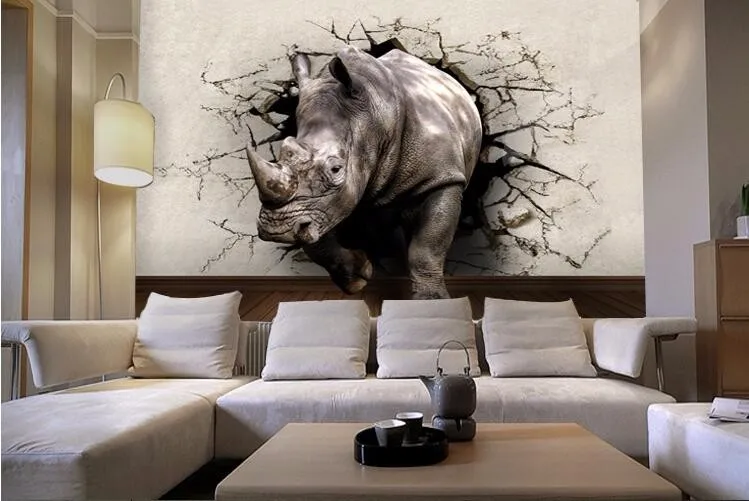 Beibehang комната ТВ фон детская комната носорог/Лев/Слон papel де parede 3d Настенные обои для стен 3d полы