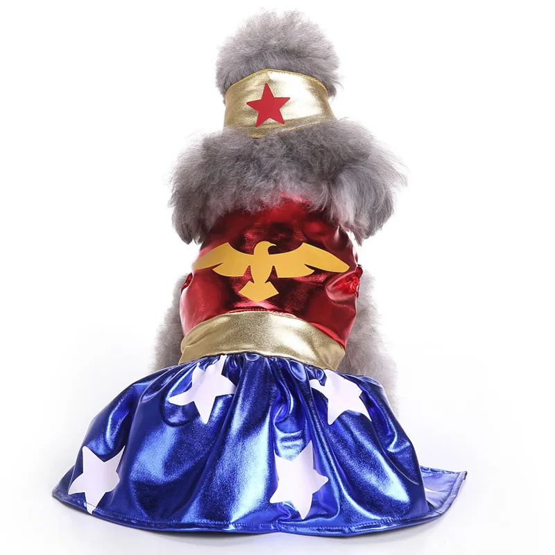 Костюм для домашних животных Hawkman платья с повязкой на голову косплей костюм юбка Хэллоуин Рождество одежда