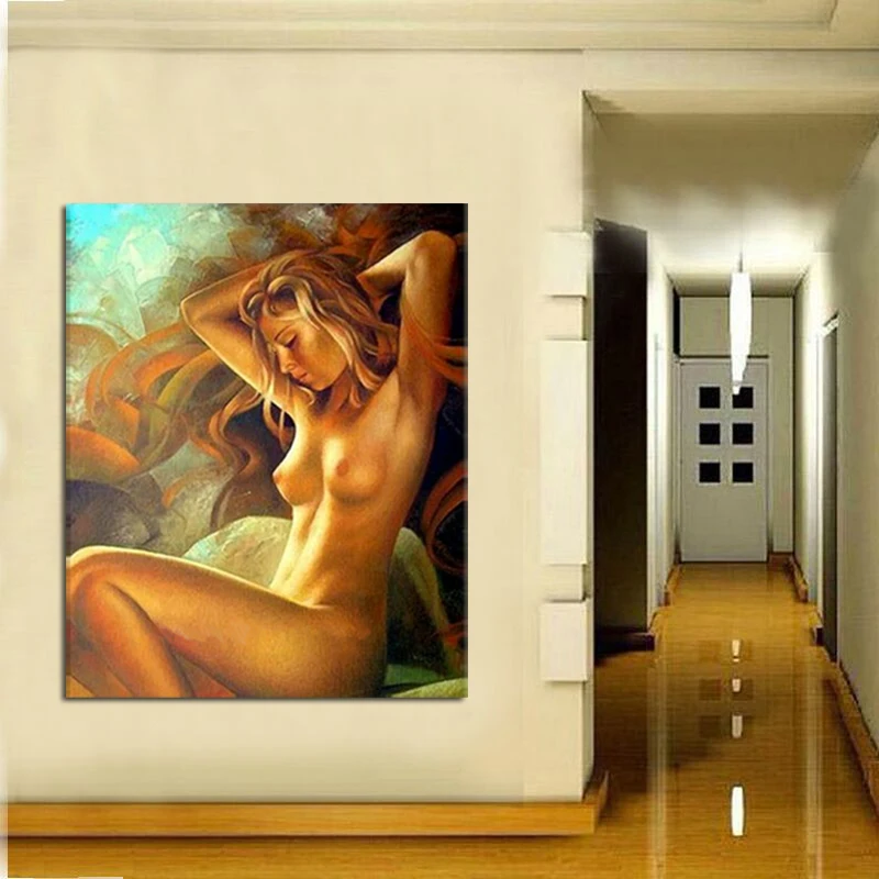 Современная Абстрактная масляная живопись ручной работы Обнаженная Картина на