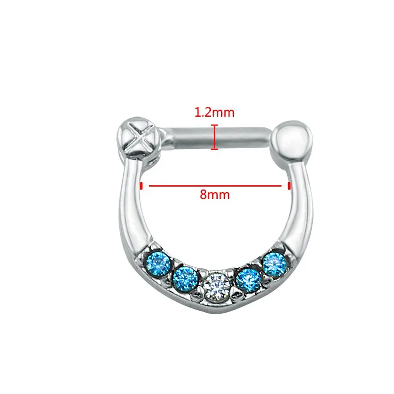 Inner Diameter 8mm 16 г пирсинг носа кольцо индийский нос Перегородка кольцо кликер Нос Кольца пирсинг тела ювелирные изделия обручи Спираль пирсинг для хрящевой части уха подарки - Окраска металла: Inner Diameter 8mm