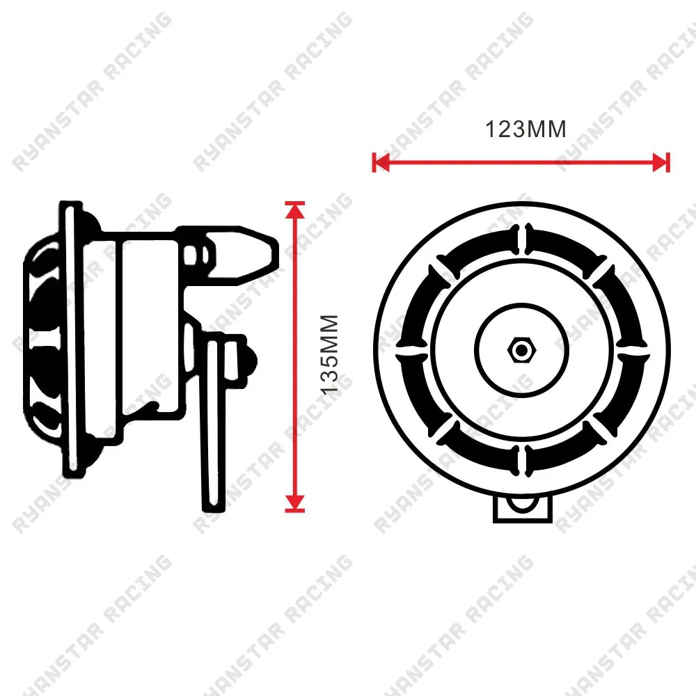 Красный супер громкий компактный электрический звуковой сигнал 2 шт. 12 В 110 дБ для